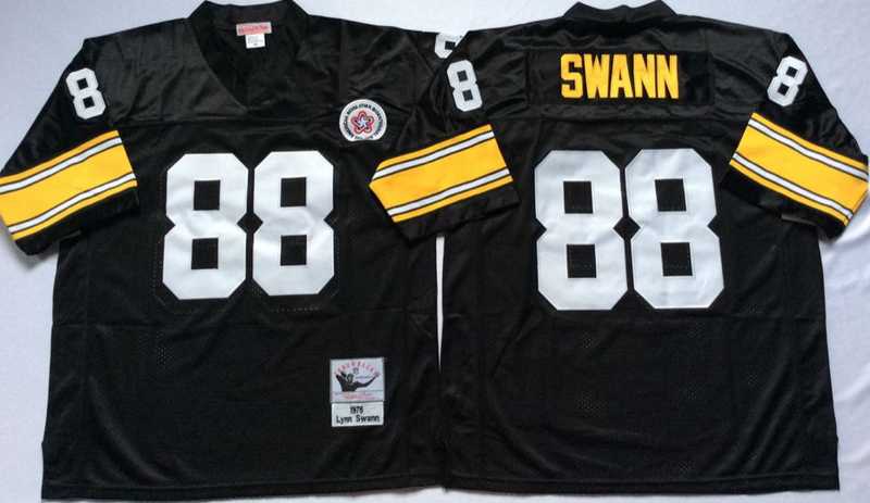 Steelers 88 Lynn Swann Black M&N Throwback Jersey->nfl m&n throwback->NFL Jersey